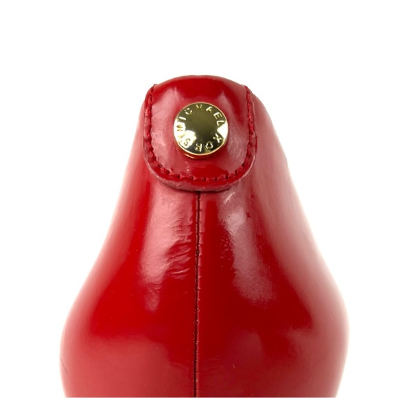 Michael Kors Adalia Red Patent Slim Striped Peep Toe Platform Wedges - Picture 9 of 10